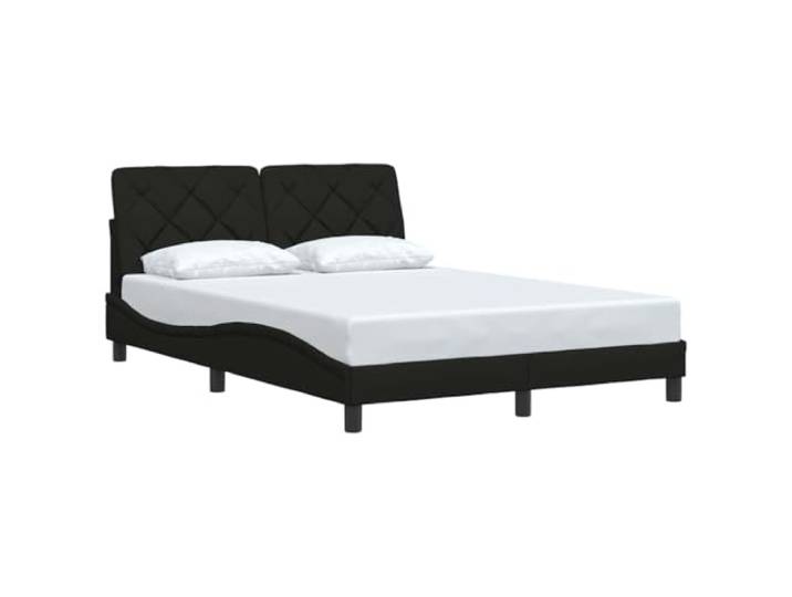 KTHLBRH Bettgestell ohne Matratze schwarz 140 x 200 cm aus Stoff Lattenrost im Lieferumfang enthalten, Stoff 100 % Polyester, Kopfteil mit Kissen aus PP-Faser, Klettverschlüsse