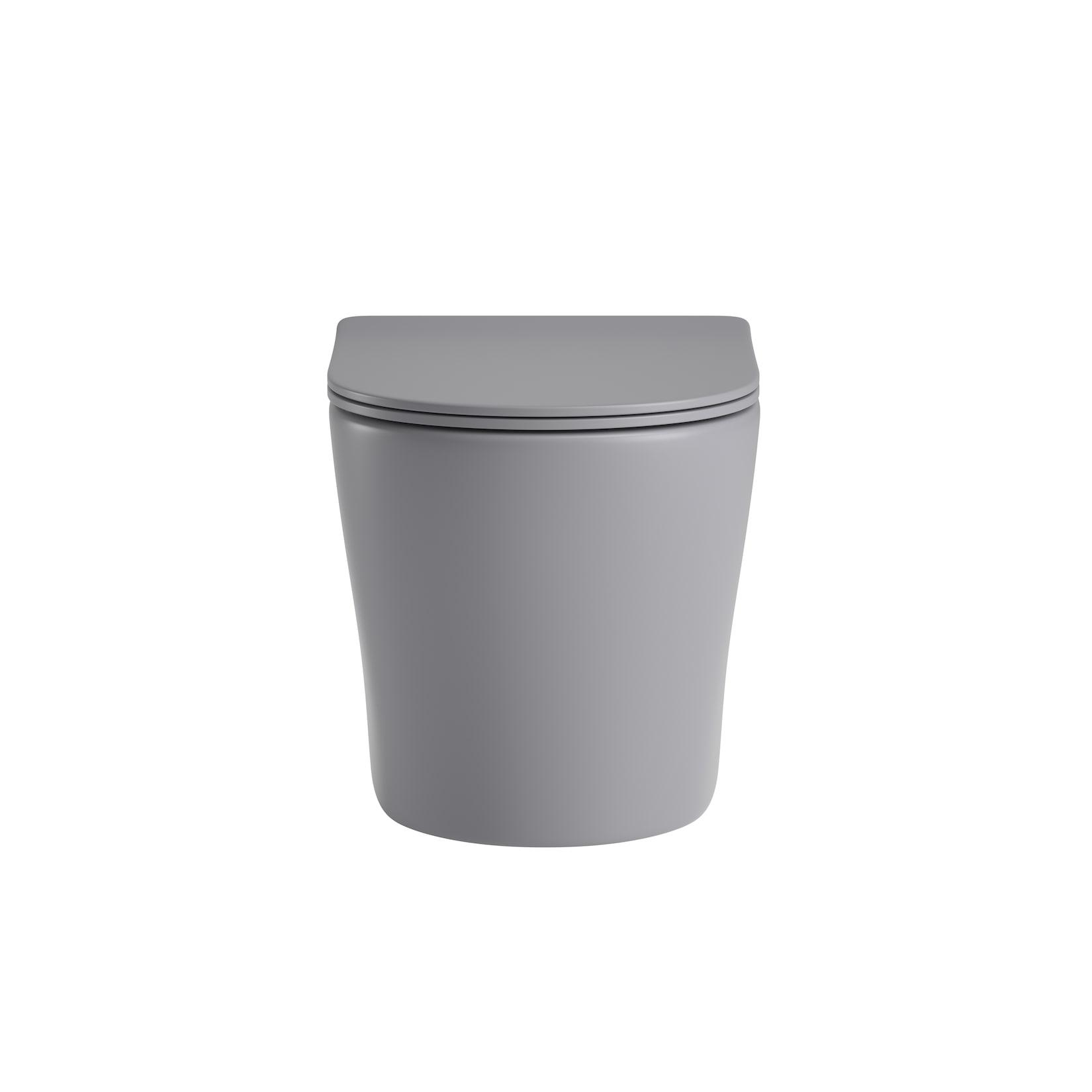 sanicomfort Hänge WC Set Nakia – Spülrandloses, Hygienisches Wand-WC Tiefspüler aus Hochwertiger Sanitärkeramik in Hell Grau, Kompakt, Modern inkl. Soft-Close WC-Sitz