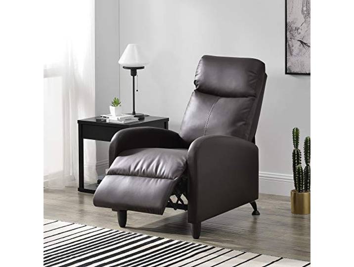 [en.casa] Polstersessel Bregenz Relaxsessel Relaxliege 102x60x92 cm Liegesessel Fernsehsessel Sessel mit Verstellbarer Rückenlehne TV Sessel aus Kunstleder Braun