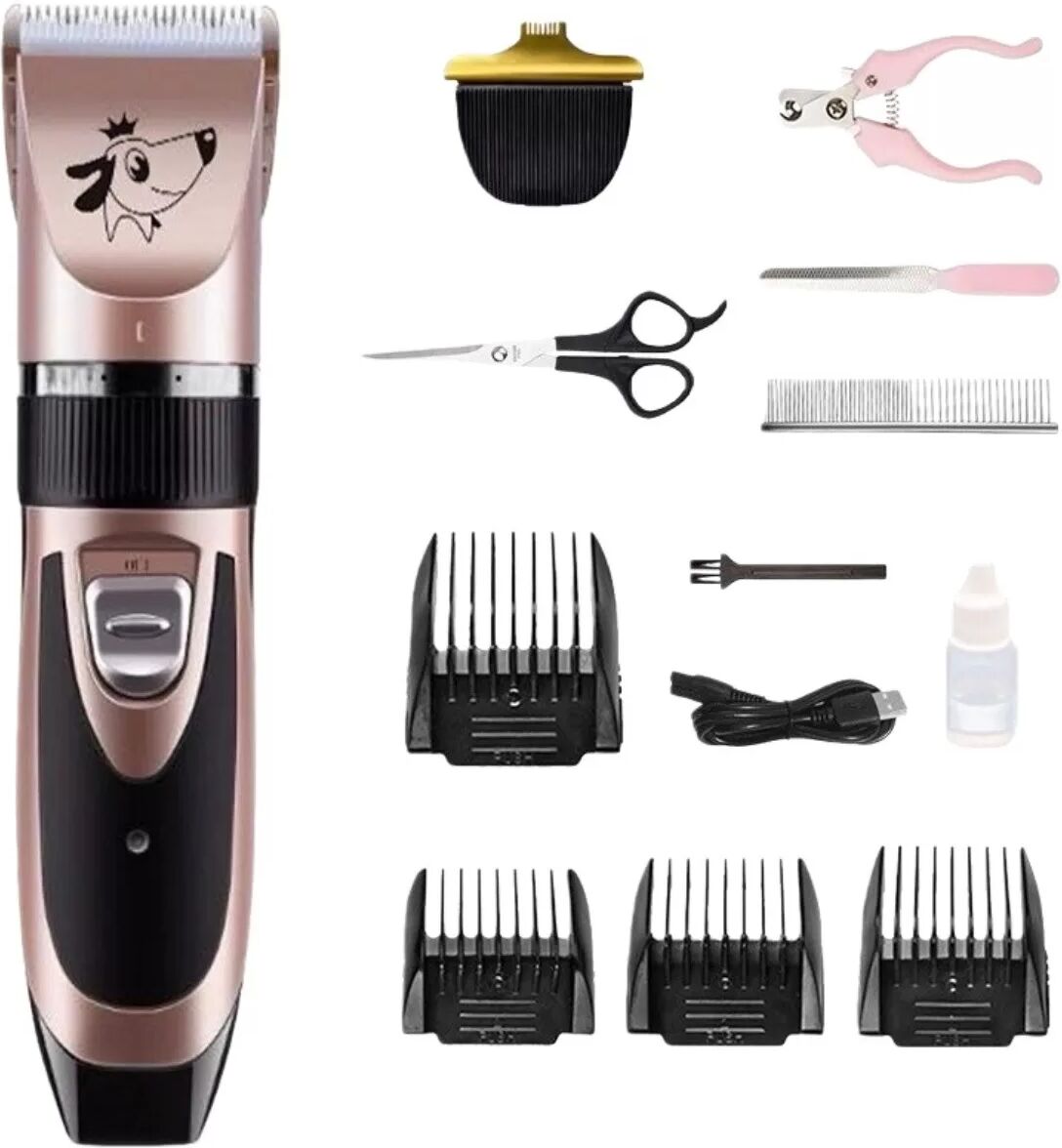 INF Tondeuse pour animaux de compagnie Or Rose avec ciseaux - Kit de toilettage professionnel