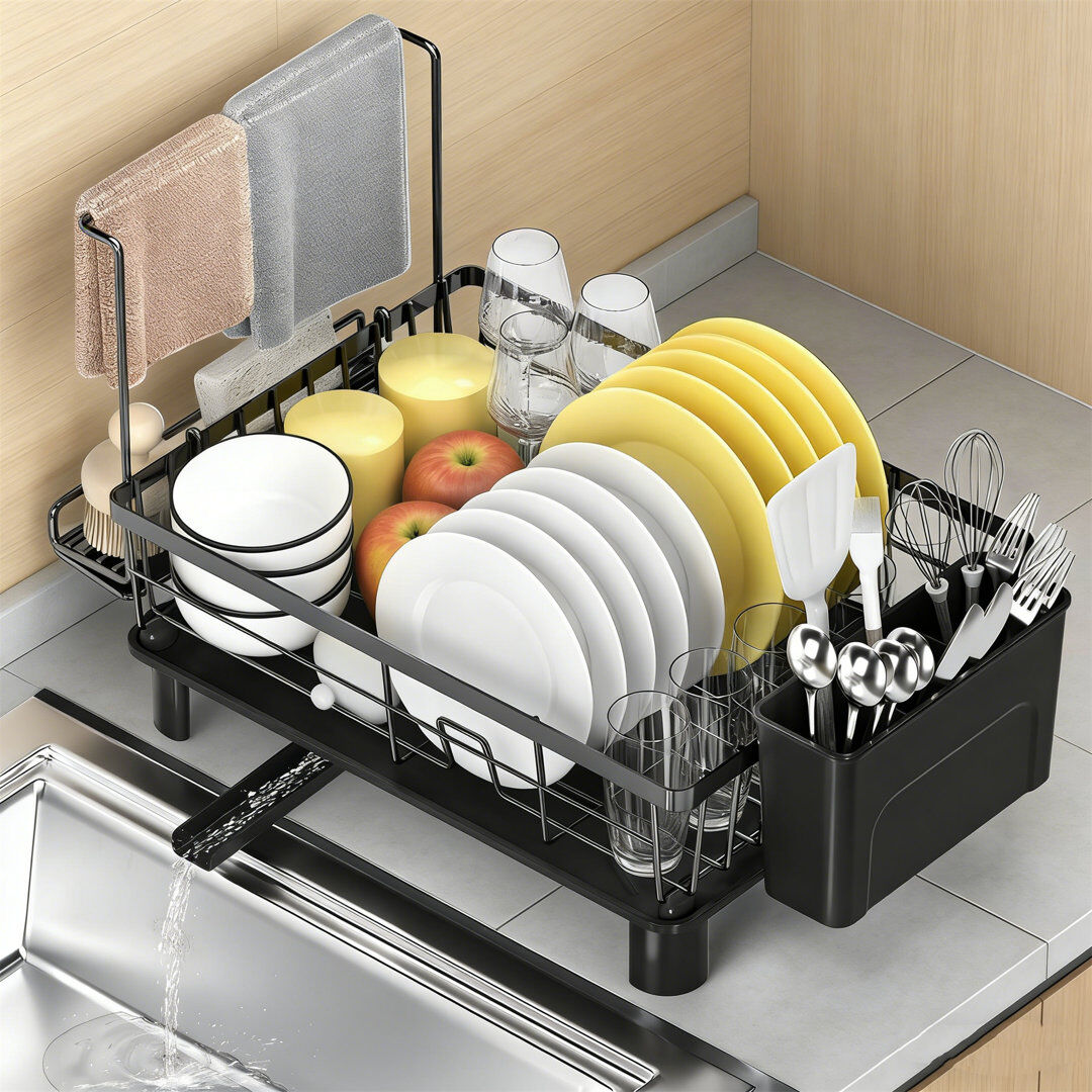 E Cairns Dish Rack Black 28cm H X 38cm W X 28cm D