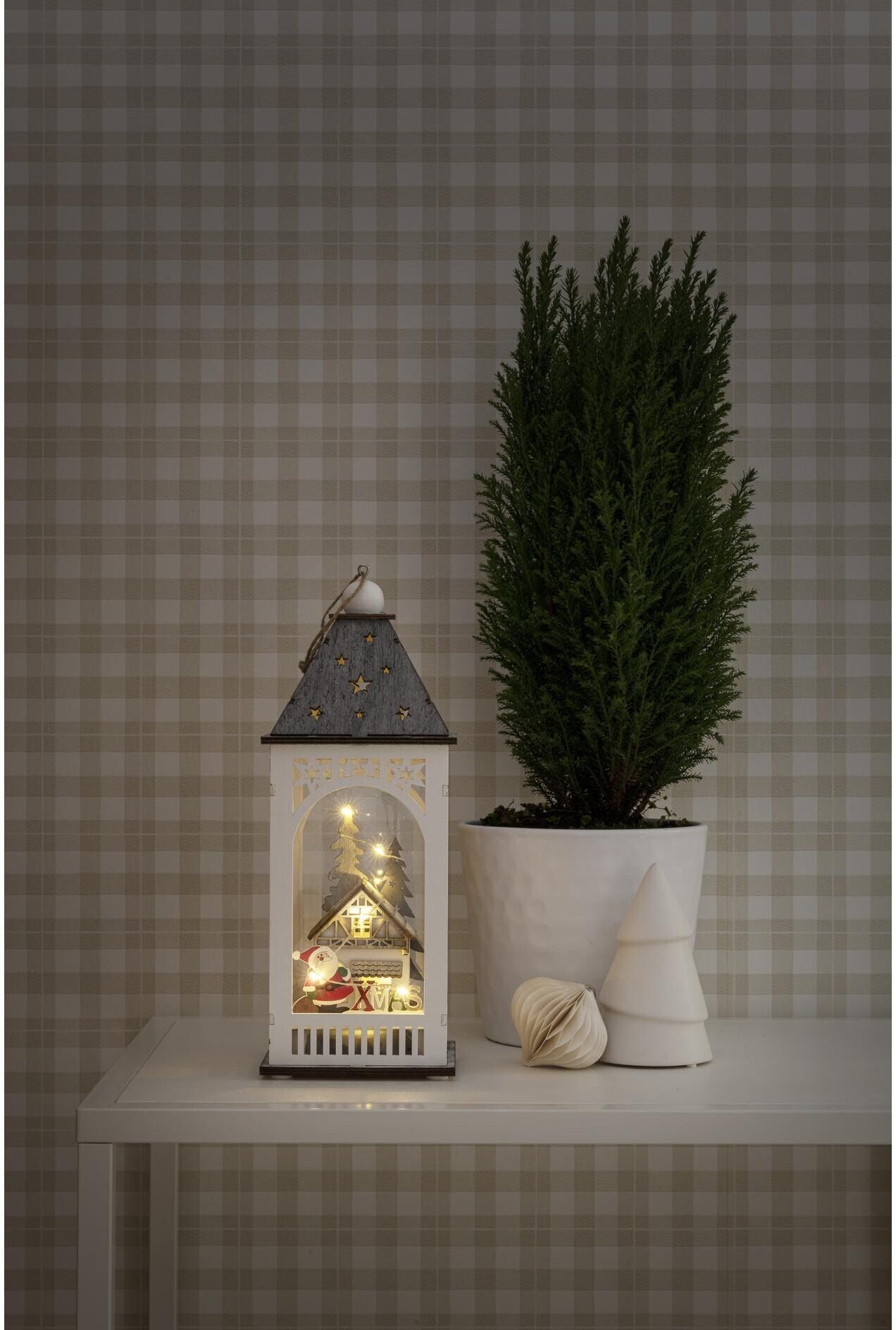 KONSTSMIDE LED Laterne "Haus 11 x 11 x 29 cm", weiss (weiß), H: 29cm, Leuchten, LED Laterne weiß H: 29cm