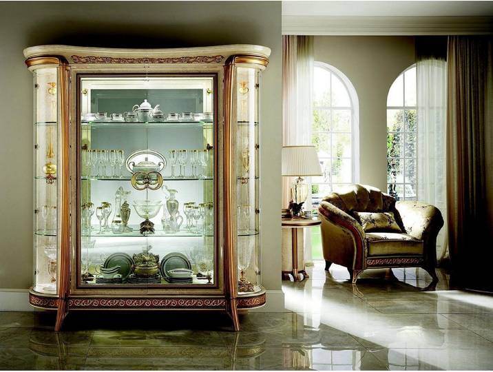 Xlmoebel Vitrine Designer Glasschrank im Barock Rokoko Jugendstil klassisch (1-St., Vitrine im Barock/Rokoko-Design) Made in Europa
