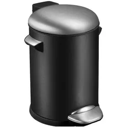 EKO Treteimer Belle Deluxe Schwarz 3 Liter, Abfalleimer, Schwarz