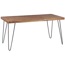 KADIMA DESIGN Esstisch BAGLI Massivholz Sheesham 120 cm Esszimmer-Tisch Holztisch Metallbeine Küchentisch Landhaus