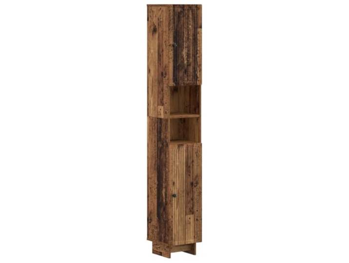 KTHLBRH Badezimmerschrank mit offenem Regal aus technischem Holz, co Wendbare Tür, schwarze Metallgriffe, feuchtigkeitsbeständig, schlankes Design, platzsparend