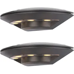 2x LED Außen Bereich Wand Lampen Balkon ALU anthrazit Terrassen Leuchten