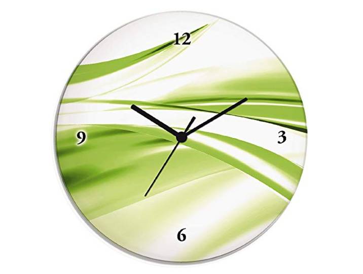 ARTLAND Wanddeko Wanduhr ohne Tickgeräusche Glas Quarzuhr Ø 30 cm Rund Lautlos Design Welle Abstrakt Modern Kreativ Ausgefallen T1EU