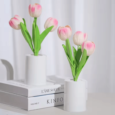 Uplift Curations Rechargeable Tulip LED Table Lamp 3 Color Dimmable Romantic Flower Night Light Rechargeable Tulip LED Table Lamp 3 Color Dimmable Romantic Flower Night Light