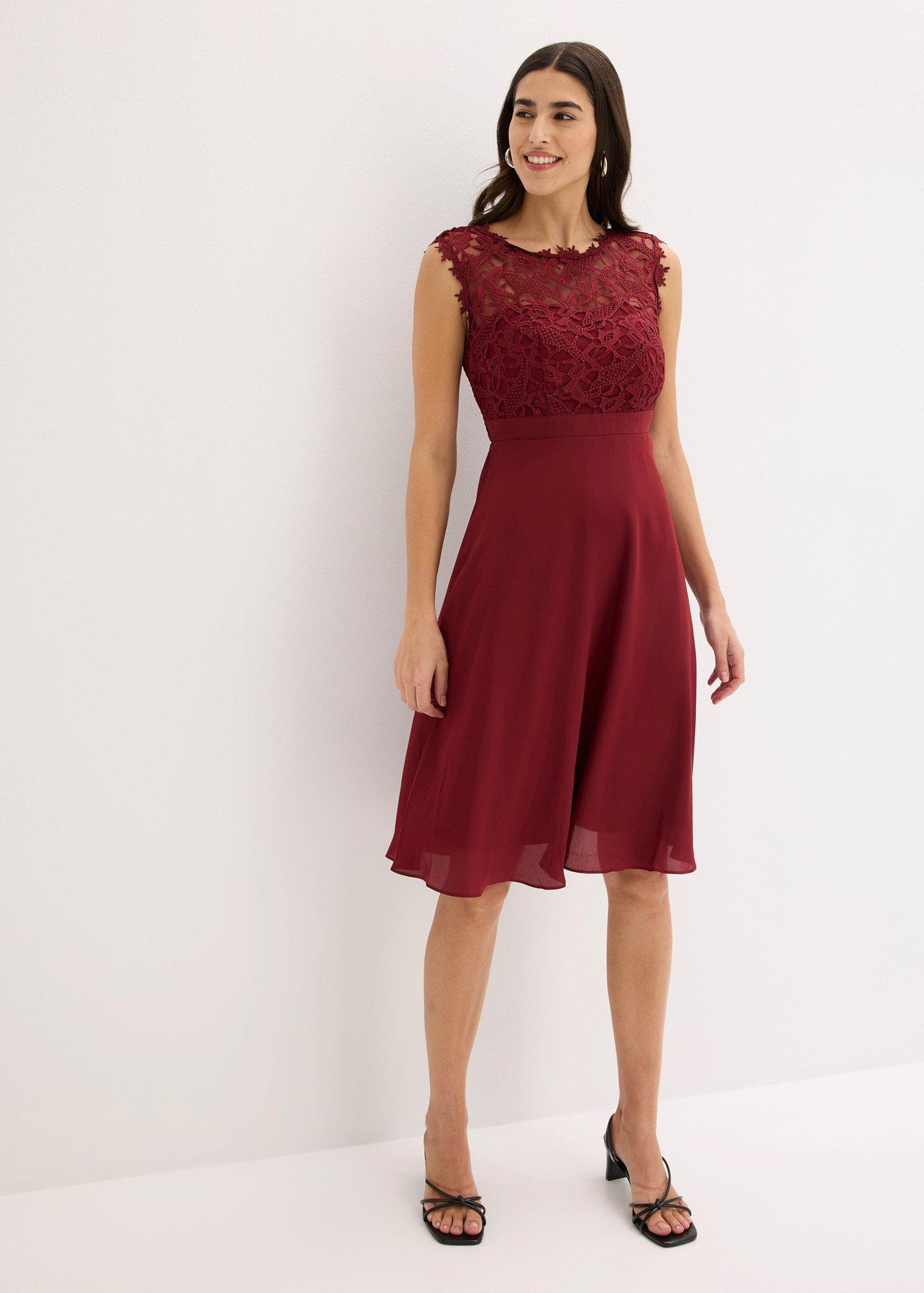 bonprix Minikleid mit Spitze, rot, Gr.42, Elegantes Abendkleid mit zarter Spitze und Rücken-Cut-Out