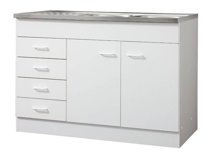 Spülenschrank KOCHSTATION KS-Elster , weiss (weiß), B:120cm H:85cm T:60cm, Holzwerkstoff, Schränke, Spülenschrank, Breite 120 cm