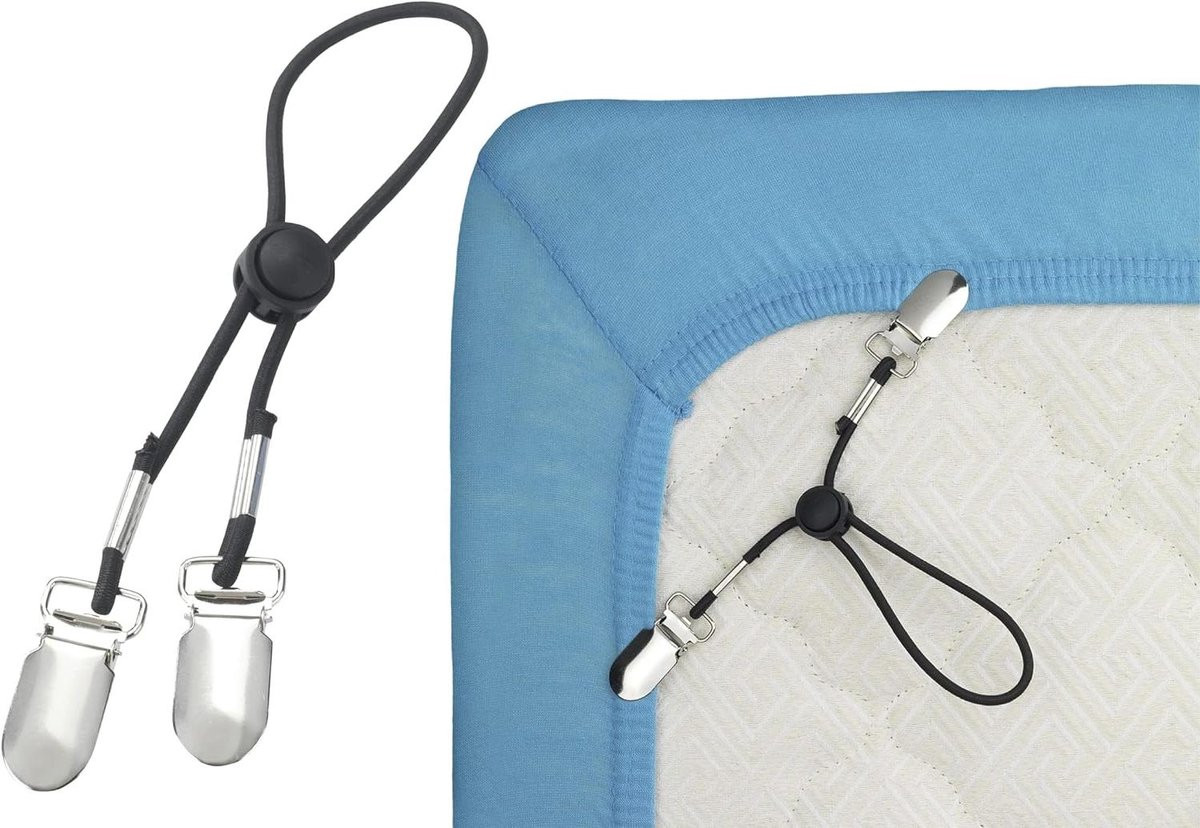 Set van 4 universele witte hoeslakenspanners voor volwassenen
