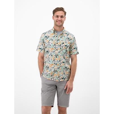 Kurzarmhemd LERROS "Kurzarmhemd mit sportivem Button-down-Kragen", Herren, Gr. M, Normalgrößen, dull peach, 76% Baumwolle, 24% Polyester, Hemden
