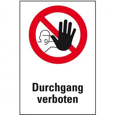 Schild I Verbots-Kombischild Durchgang verboten!, Kunststoff, 200x300mm, ASR A1.3, DIN 4844 D-P006