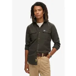 Superdry für Herren. M4010723A Flanell-Arbeitshemd grün (M), Lässig, Langarm, Bio-Baumwolle, Nachhaltig