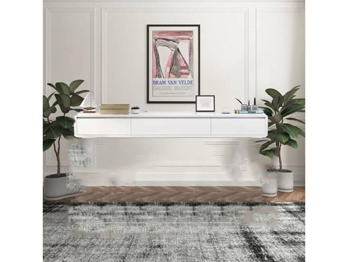 YUZDNM Tv Lowboard - Tv Schrank Hängend - Wandmontage TV-Schrank, Hängend TV-Schrank 120/140 cm Moderner TV Lowboard Board, Wand Multimedia Wandregal Fernsehschrank Medienkonsole(Blanco,140X24X20CM)