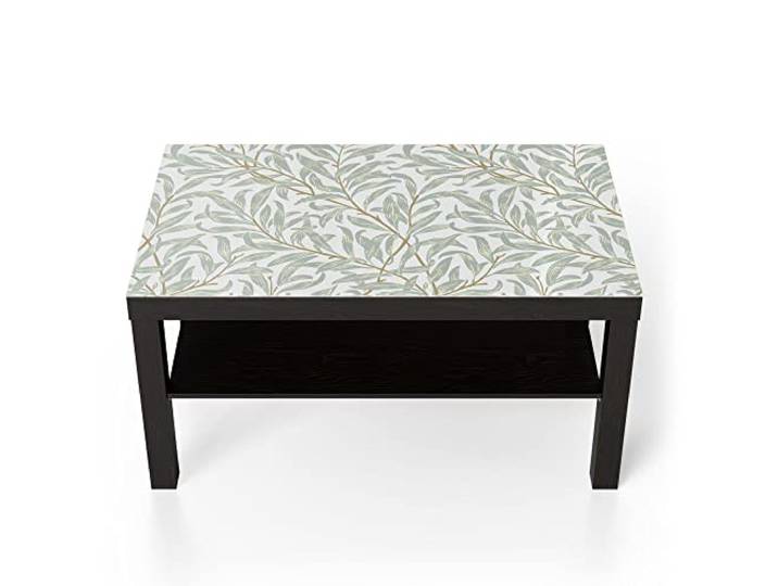 DEQORI Glastisch schwarz groß 90x50 cm Motiv Dekorative Weidenzweige ausgefallener Beistelltisch aus Glas Hochglanz Couchtisch fürs Wohnzimmer moderner Couch Tisch mit Design
