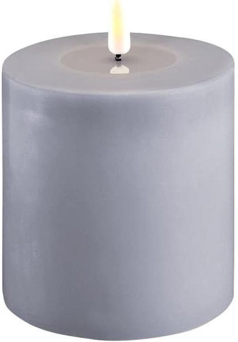 Led kaars Decoratieve sfeerkaars met echte was - Stofblauw - 10 x 10 cm