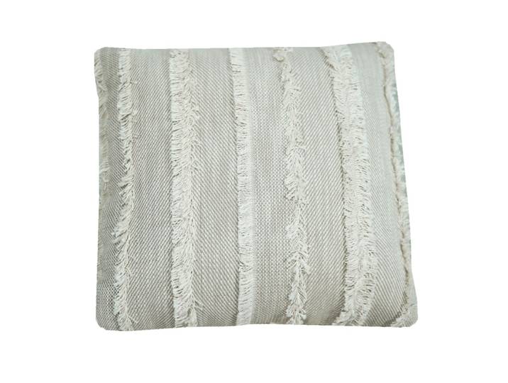 Coussin en coton gris a frange
