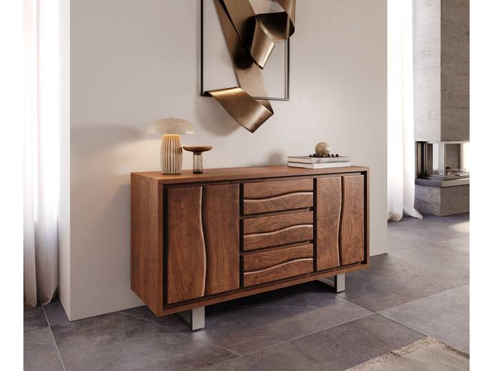 Commode Live Edge 147 cm acacia marron 3 tiroirs 2 portes