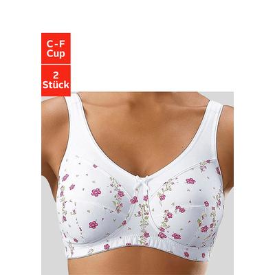 Entlastungs-BH, Damen, Gr. 80, Cup C, weiß (bedruckt, weiß), Microtouch, Obermaterial: 70% Polyamid, 30% Elasthan, PETITE FLEUR BY LASCANA, BHs BH BH-Set Unterwäsche Entlastungs-BH Mieder-BH Bügelloser-BH, ohne Bügel, mit breiteren Trägern– ideal...
