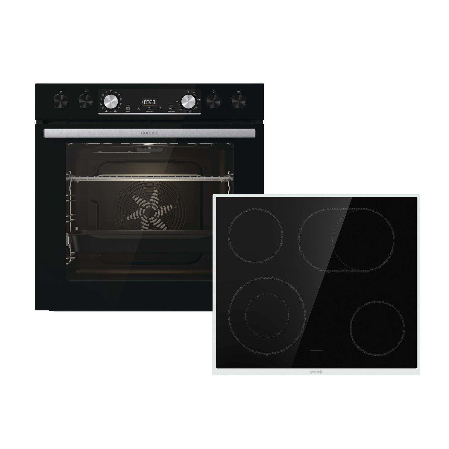 Gorenje Black Set 4 (BCX6737E05BG + ECD634X) Herdset maxi AutoClean Ecoclean mit 60 cm Glaskeramik Kochfeld