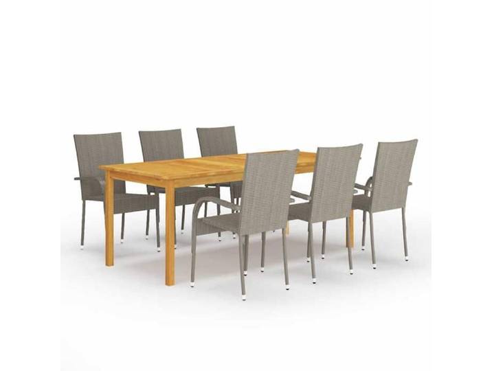 Ensemble Table Jardin 7 Places Gris Mobilier Extérieur Terrasse 180x90cm