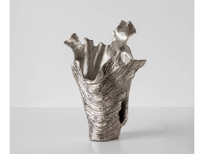 Vase Corallo B37 x T18 x H48 cm Aluminium Platin Handgemacht, Wohnaccessoires