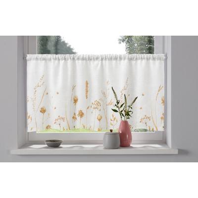 Scheibengardine OTTO HOME "Rikkert" Gr. 5, weiß (orange), B:120cm H:60cm, Polyester, Gardinen, Lichtschutz, Leinen-Optik mit Naturmotiv, verschiedene Größen