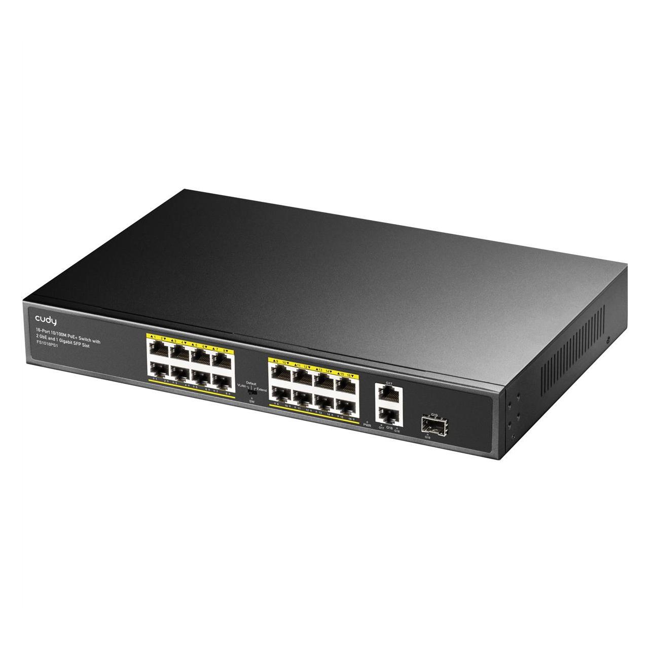 Cudy FS1018PS1 network switch Fast Ethernet (10/100) Power over Ethernet (PoE) Grey (18 Ports) (FS1018PS1)