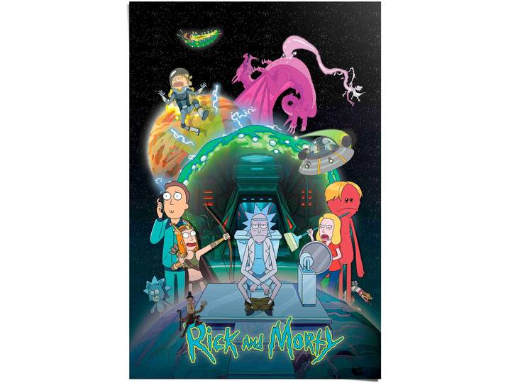 Poster REINDERS Rick and Morty - toilet adventure , bunt (farbe bild(er): bunt), B:61cm H:91,5cm T:0,1cm, Papier, Bilder, Poster