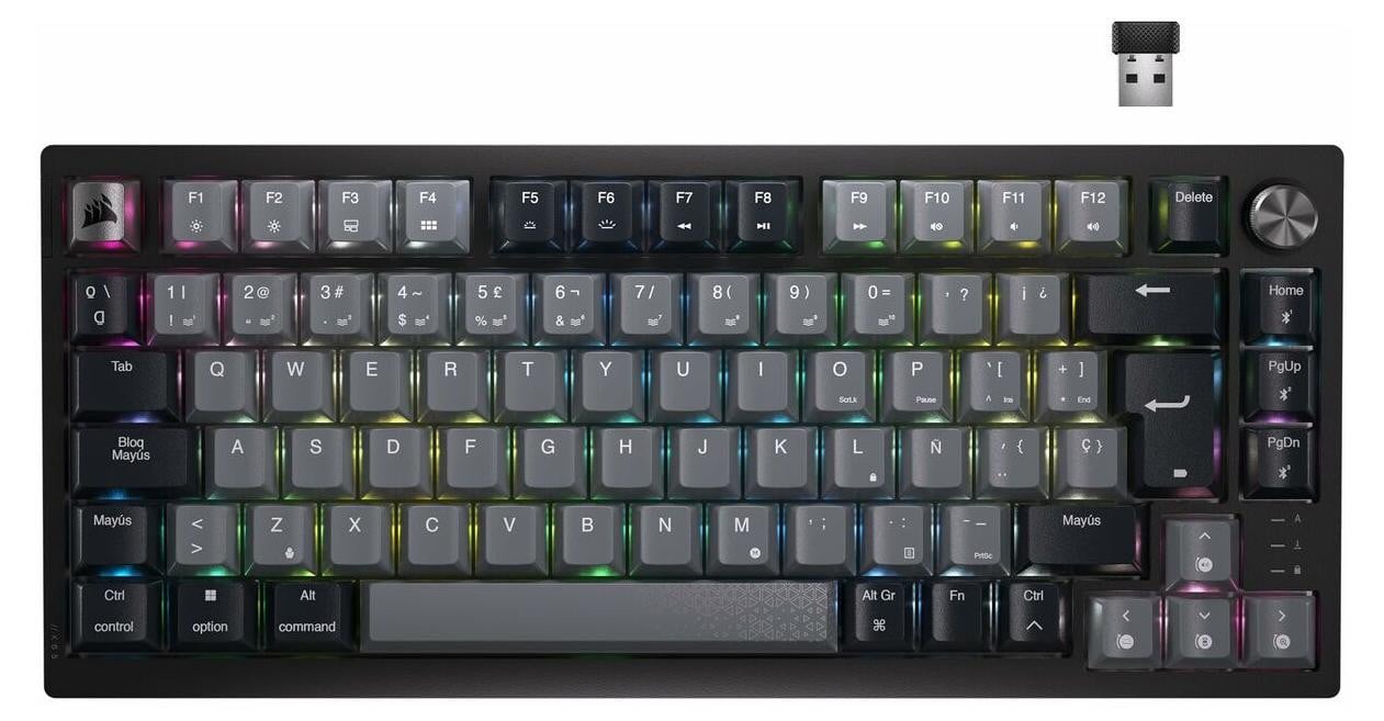 Corsair K65 Plus Draadloos Toetsenbord, Zwart, Qwerty, Spaans