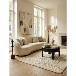 Couchtisch Schwarz Mango Massivholz Rund 60x36x60 cm Orientalisch
