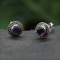 Drachensilber Zeitlose Ohrstecker Amethyst Damen Ohrring 925 Silber (Paar) - Silber;Lila
