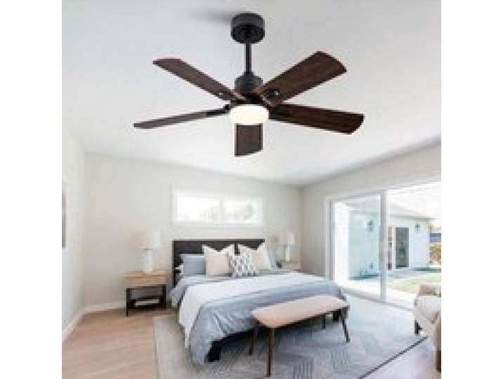 Ventilateur de plafond extérieur 42 pouces Noir Noyer 5 pales avec lumière et télécommande réglable ventilateur plafond pour ter