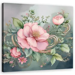 WANDBILD vintage rosa blume