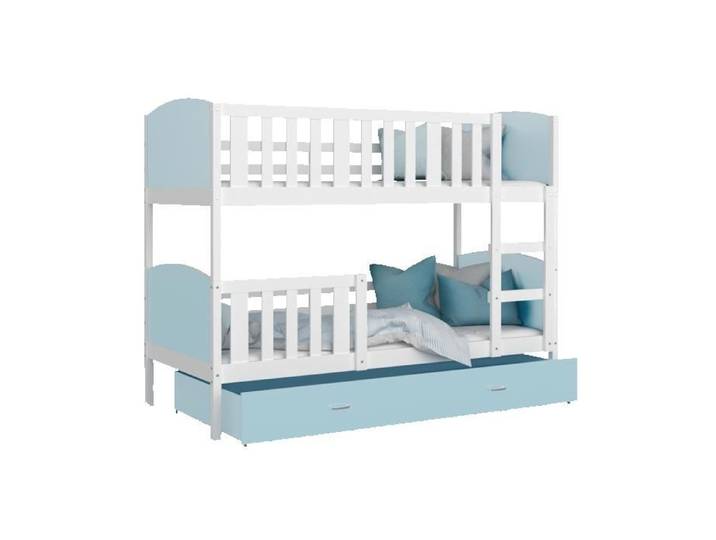 Lit Superpose TIMO 80x160 tiroir Blanc - bleu