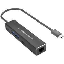 CONCEPTRONIC USB-Hub mit 2.5G LAN-Adapter, USB-C 3.0 [Stecker]