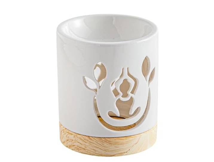 Zen'Aroma Keramiek Yogi Geurbrander – Ambachtelijk voorwerp Yoga Meditatie – Gemakkelijk Aromatherapie – Geursmeltende Brander – Decoratie Minimalistisch Geschenk Symbolisch – 50 ml – H 10,5 cm –