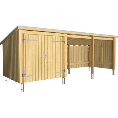 Gartenhaus PLUS "Nordic Multi", beige (natur), Holzwerkstoff, Gartenhäuser, Gartenhaus, Gartenhaus 14 m², mit Doppeltür, inkl. Dachpappe/Aluleisten/H-Füße