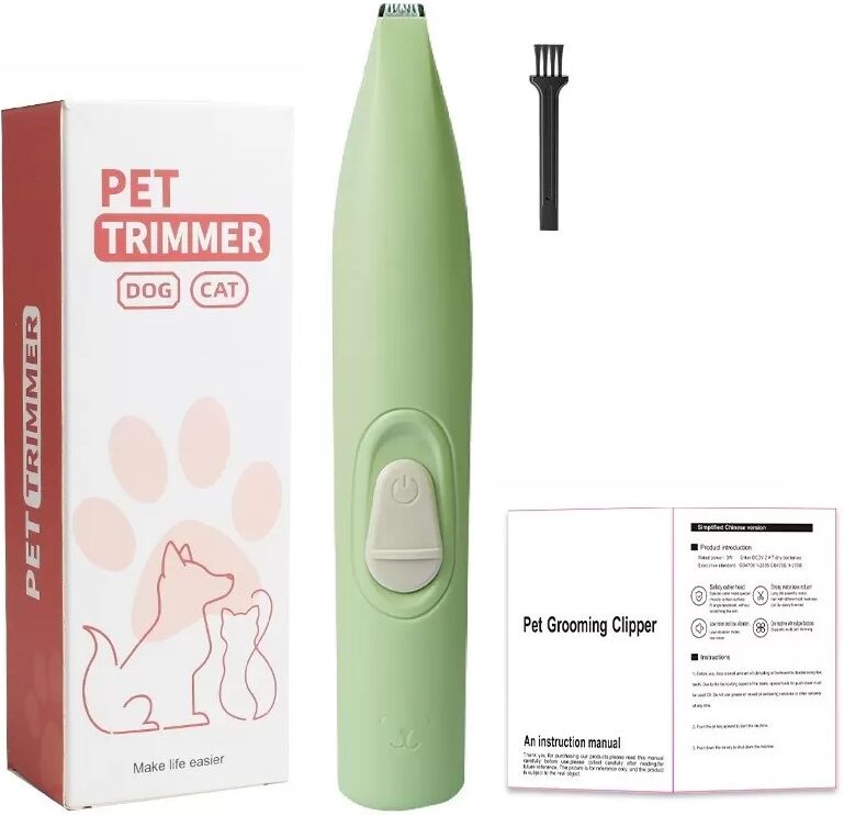 INF Elektrischer Tierhaarschneider (Batteriebetrieben) – Sanfte Fellpflege für Hunde und Katzen Grün
