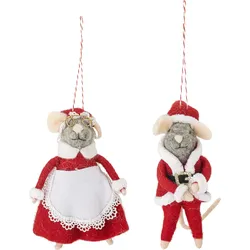 Peo Weihnachtsbaumschmuck Mäuse Weihnachtsmann und Weihnachtsfrau, 2 St.