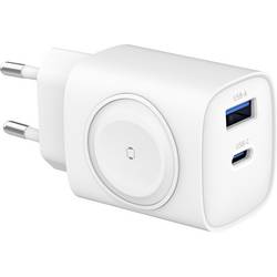 Eaxus Ladestation 3in1 USB Ladestation 22.0 W 1x USB-A, 1x USB-C®, 1x Apple MagSafe Fast Charge, Magsafe Weiß Innenbereich Wireless Charger, Schnellladegerät 25684