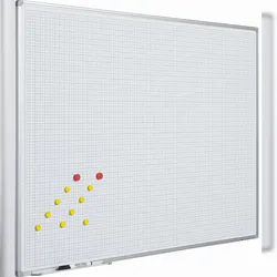 PROREGAL Kariertes magnetisches Whiteboard Slim für intensive Nutzung, HxB 100x200cm, 5x5cm Raster, inkl. Befestigungsmaterial & Stiftablage, Weiß