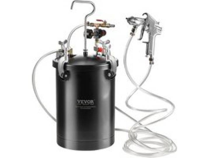 VEVOR Druckbehälter für Sprühfarbe, 15 L Druckbehälter, 60 psi einstellbarer Druck, Stahl-Druckbehälter-Farbbehälter mit Spritzpistole, Schläuchen, Druckmesser, für Heimdekoration, Industrielackierung