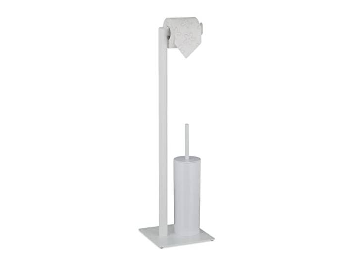 Relaxdays toiletaccessoires set, staand, modern, toiletrolhouder, wit