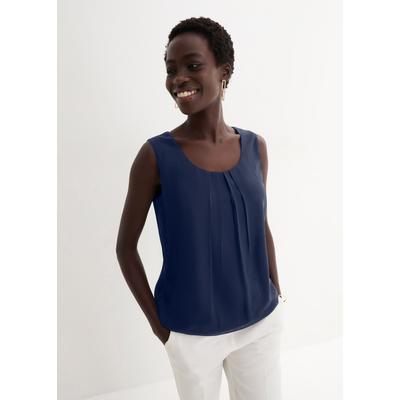Blusentop BONPRIX, Damen, Gr. 40, blau (dunkelblau), Web, Obermaterial: 100% Polyester. Futter: 100% Polyester, loose fit, Blusen Blusentop, lockerer Schnitt, für Frühjahrsmode und Sommermode, aus Polyester