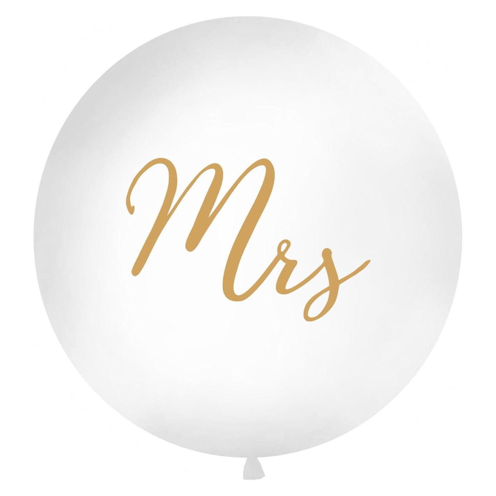 Partydeco Luftballon Mrs Ø 1 m, Gold/Weiss (1x) (OLBON11D-008-019)