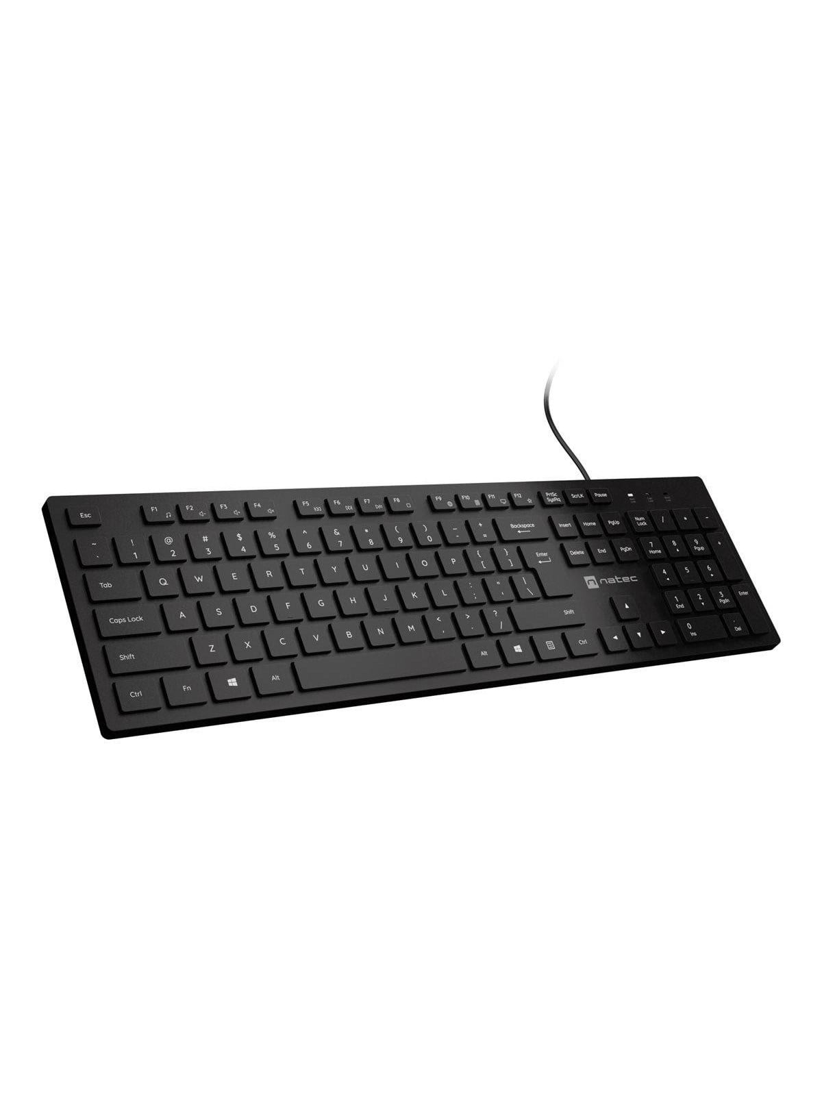 Natec HERRING - keyboard - slim design low profile full size - QWERTY - US - black Input Device - Tastatur - Englisch (US) - Schwarz