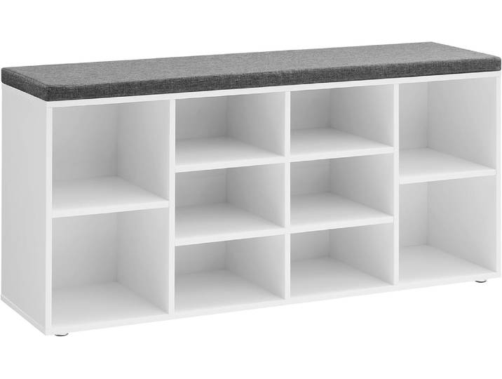 Schuhbank Stauraum Sitzfläche Verstellbar Weiss Grau